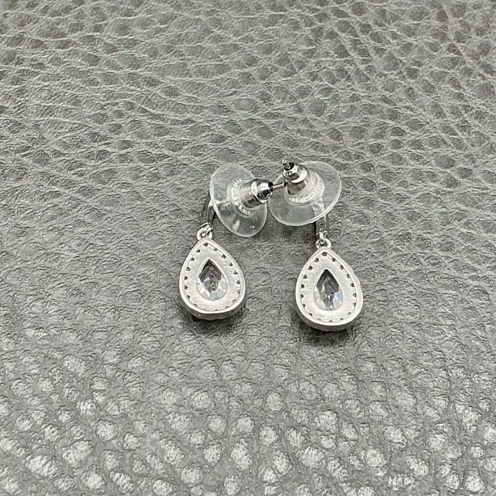 Earrings‎ Silver Tone Rhinestone Dangle Drop Womens Teardrop 1 Inch Jewelry
